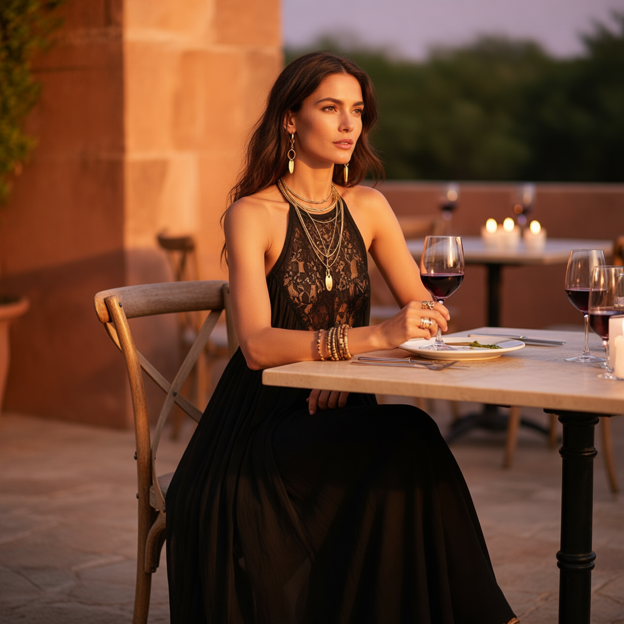 Lunavia™ – Lace Halter Boho Maxi Dress