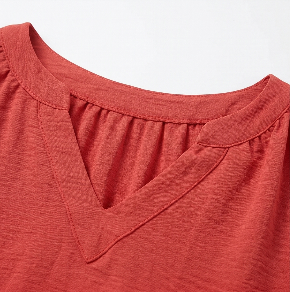 Belvora™ – Lantern Sleeve V-Neck Blouse
