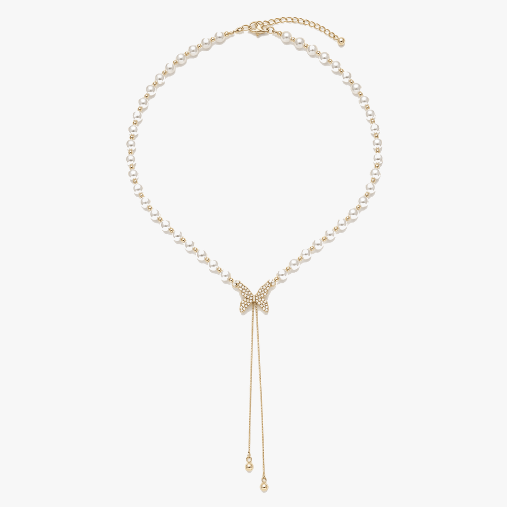 Pearlora - Pearl Butterfly Adjustable Necklace