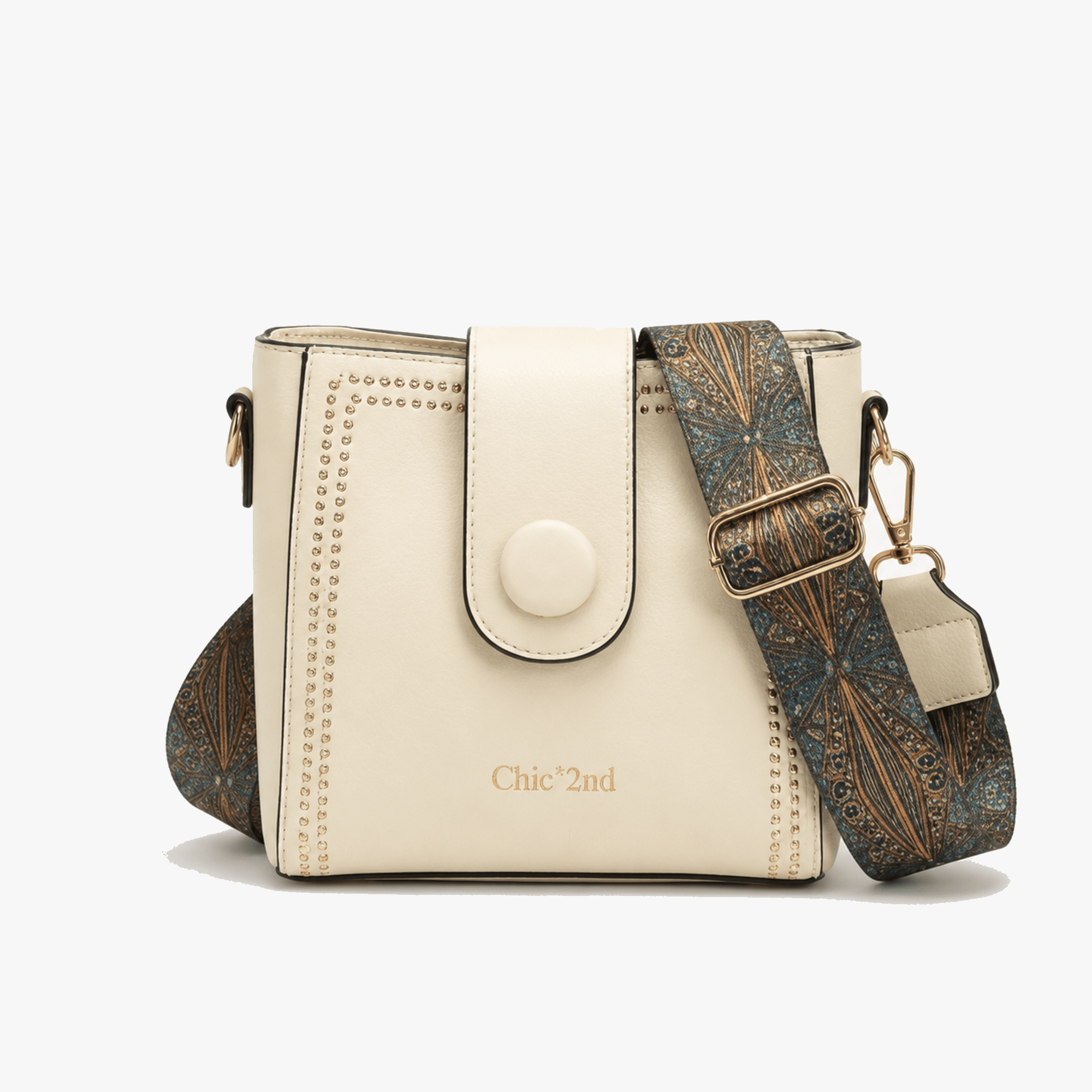 Trovata - Vintage crossbody bucket bag with artisan strap
