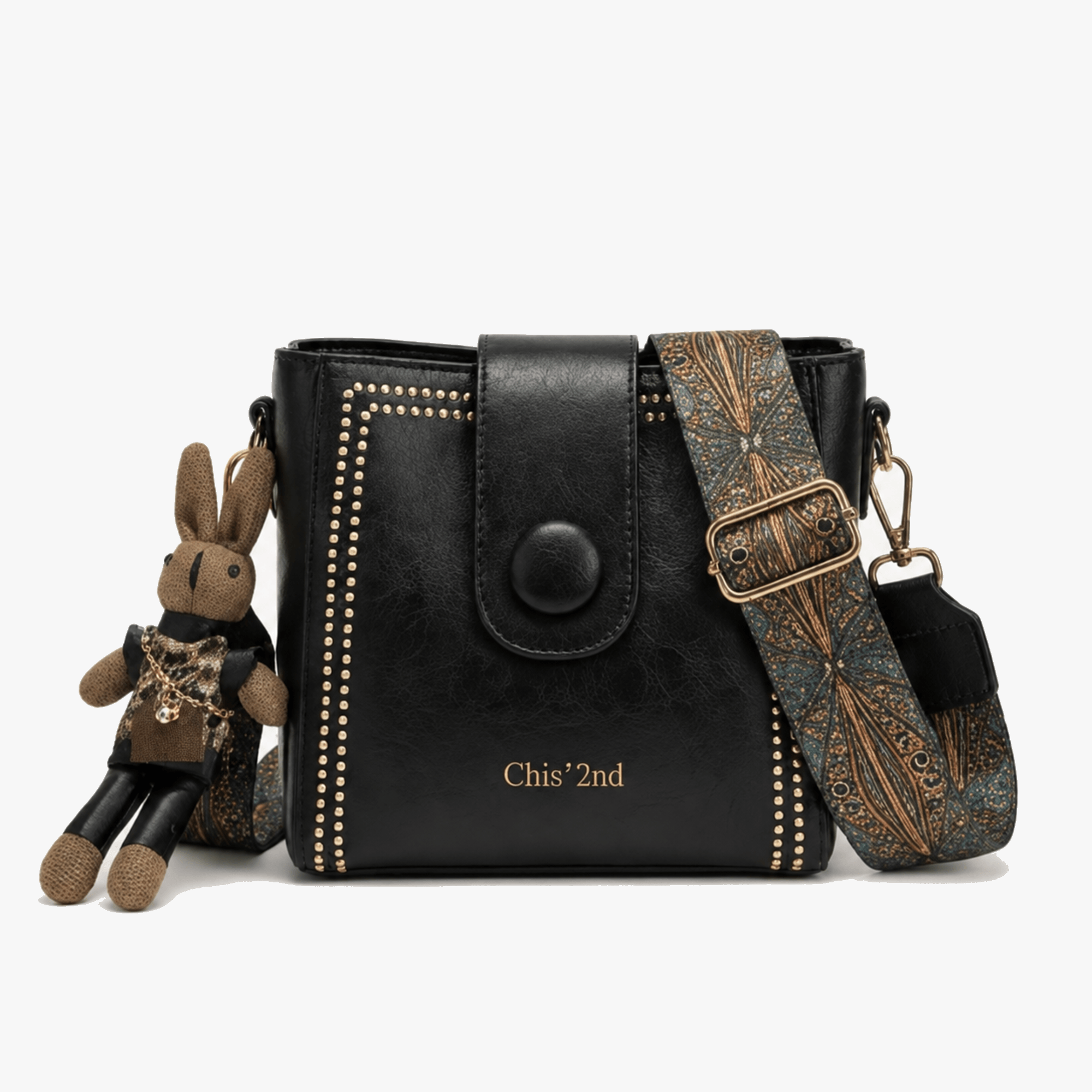 Trovata - Vintage crossbody bucket bag with artisan strap