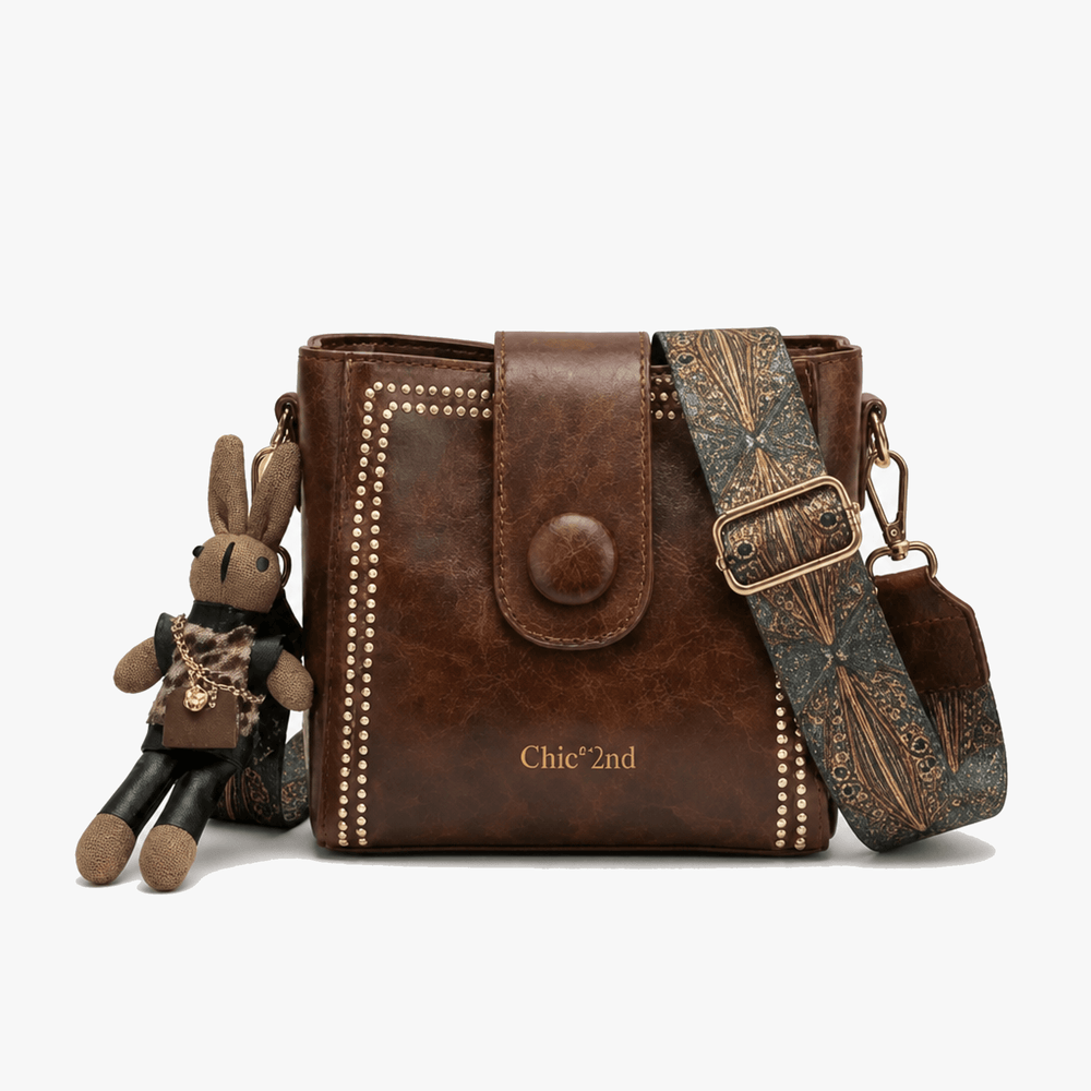 Trovata - Vintage crossbody bucket bag with artisan strap