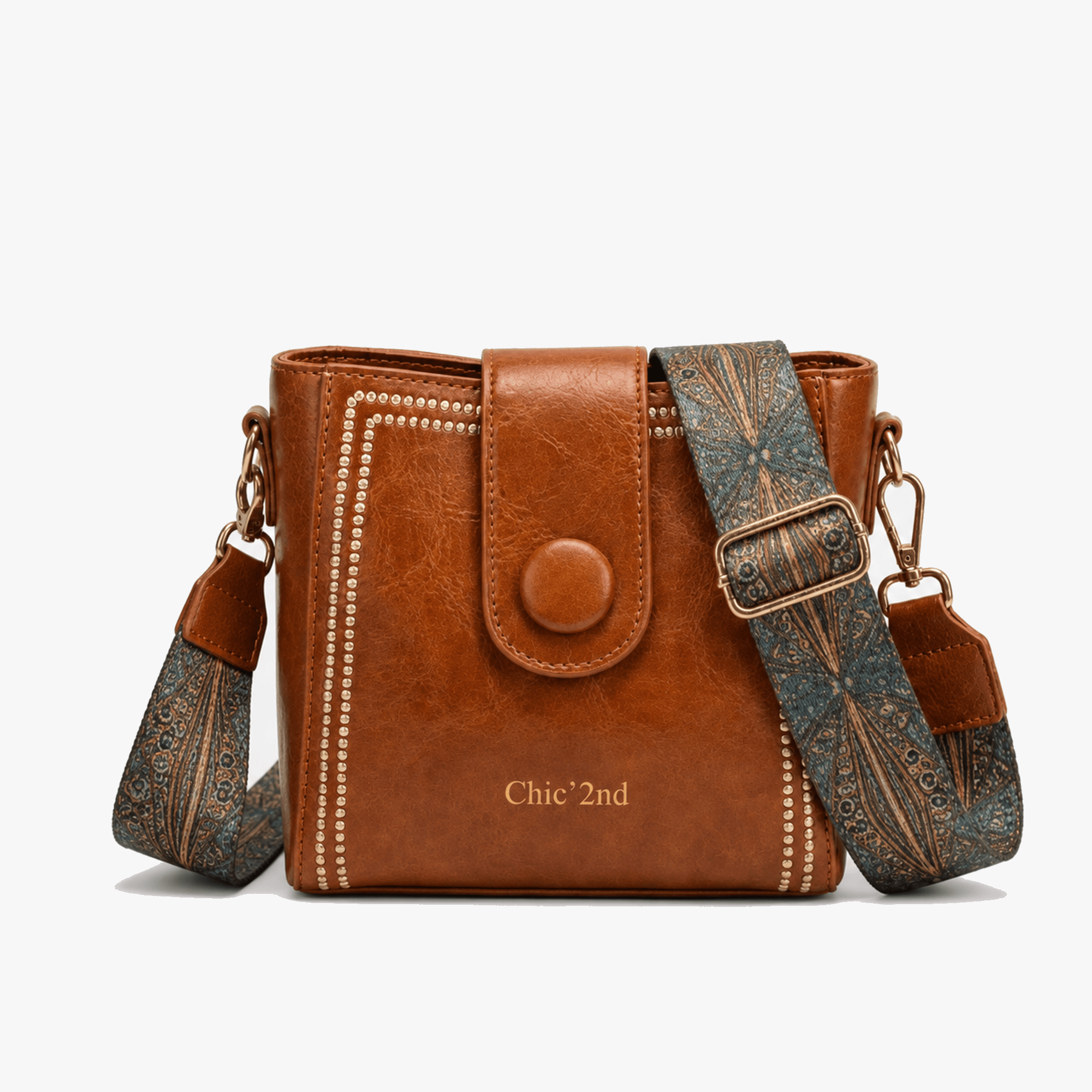 Trovata - Vintage crossbody bucket bag with artisan strap