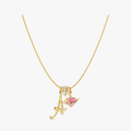 LUMARA – 3-Layer Initial Necklace with Pink Heart Zircon