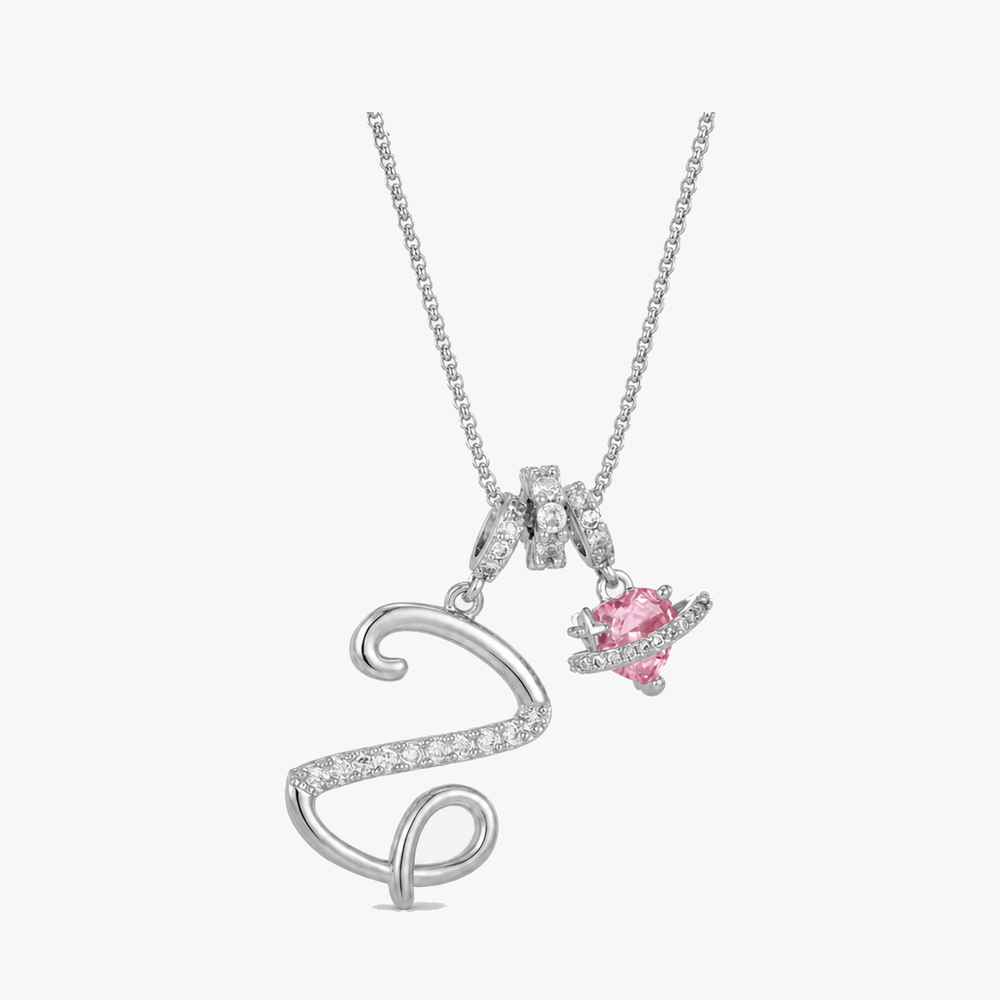 LUMARA – 3-Layer Initial Necklace with Pink Heart Zircon