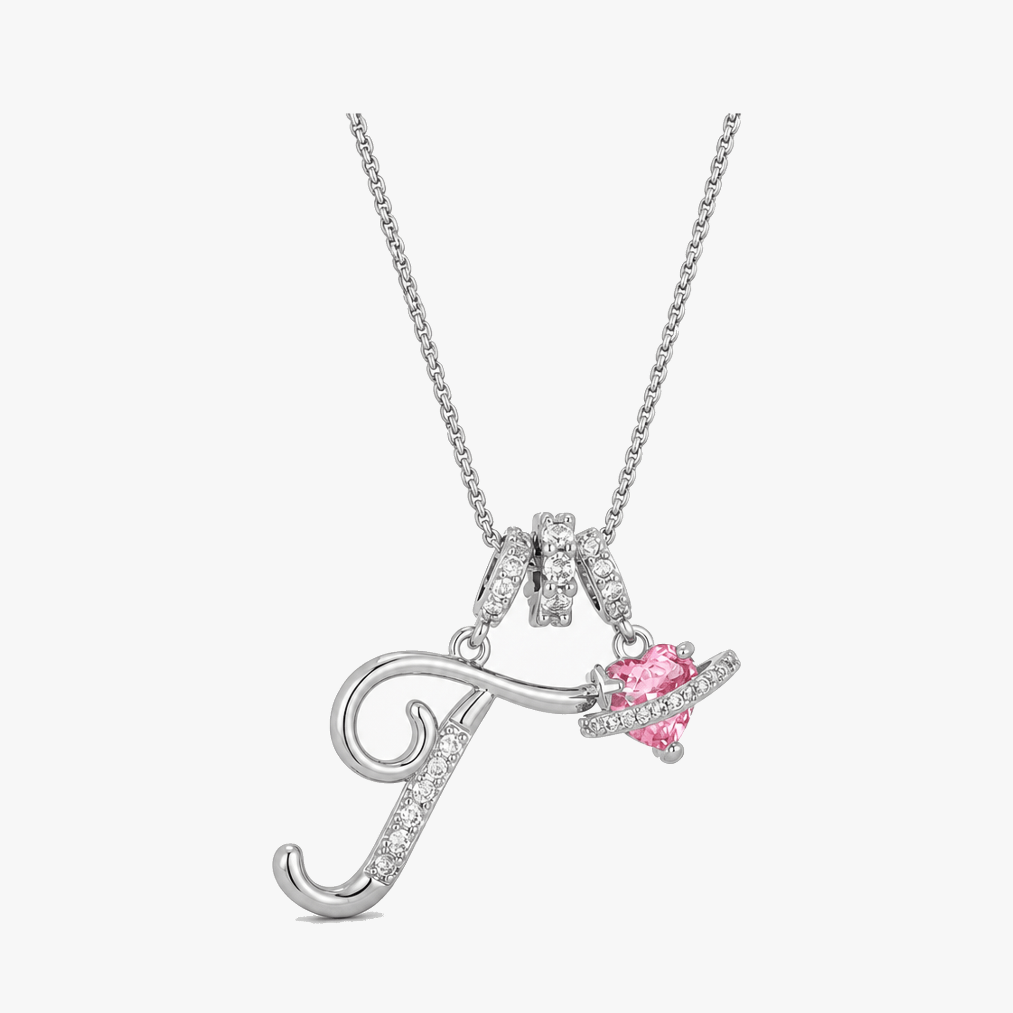 LUMARA – 3-Layer Initial Necklace with Pink Heart Zircon