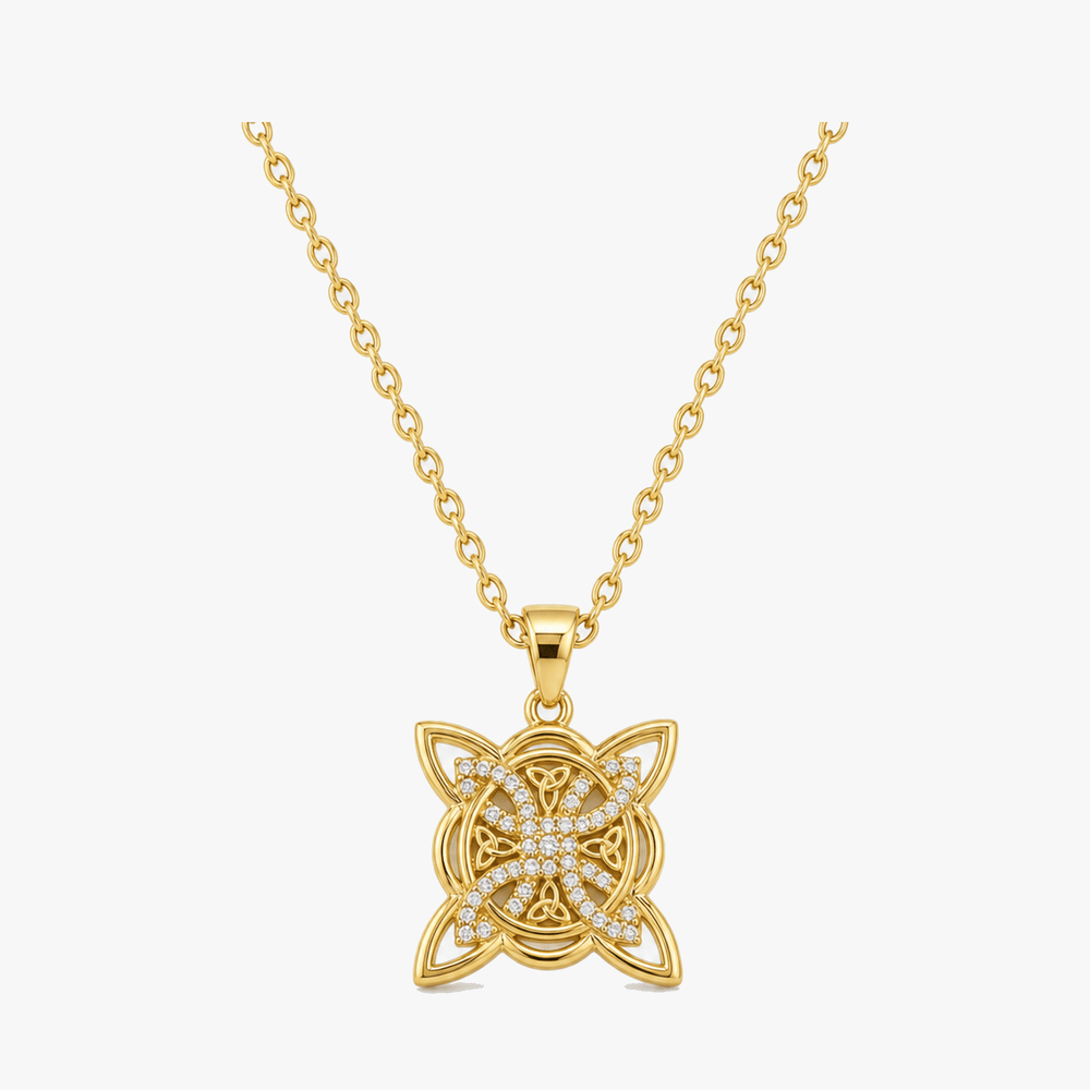 Elowen – Crystal Celtic Knot Necklace