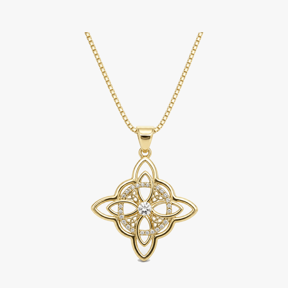 Elowen – Crystal Celtic Knot Necklace