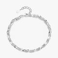 Clovara - Textured Silver Clover Chain Bracelet