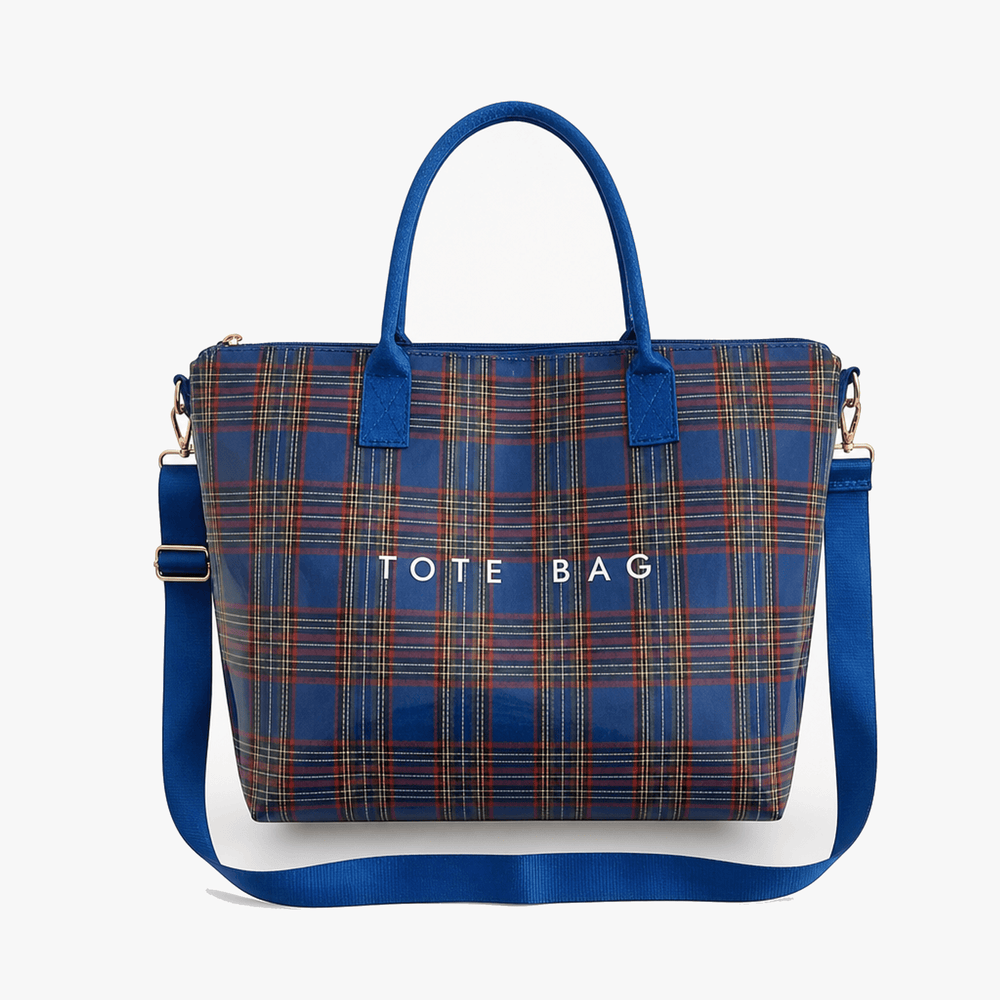 Carroway – Glossy Checkered Tote Bag