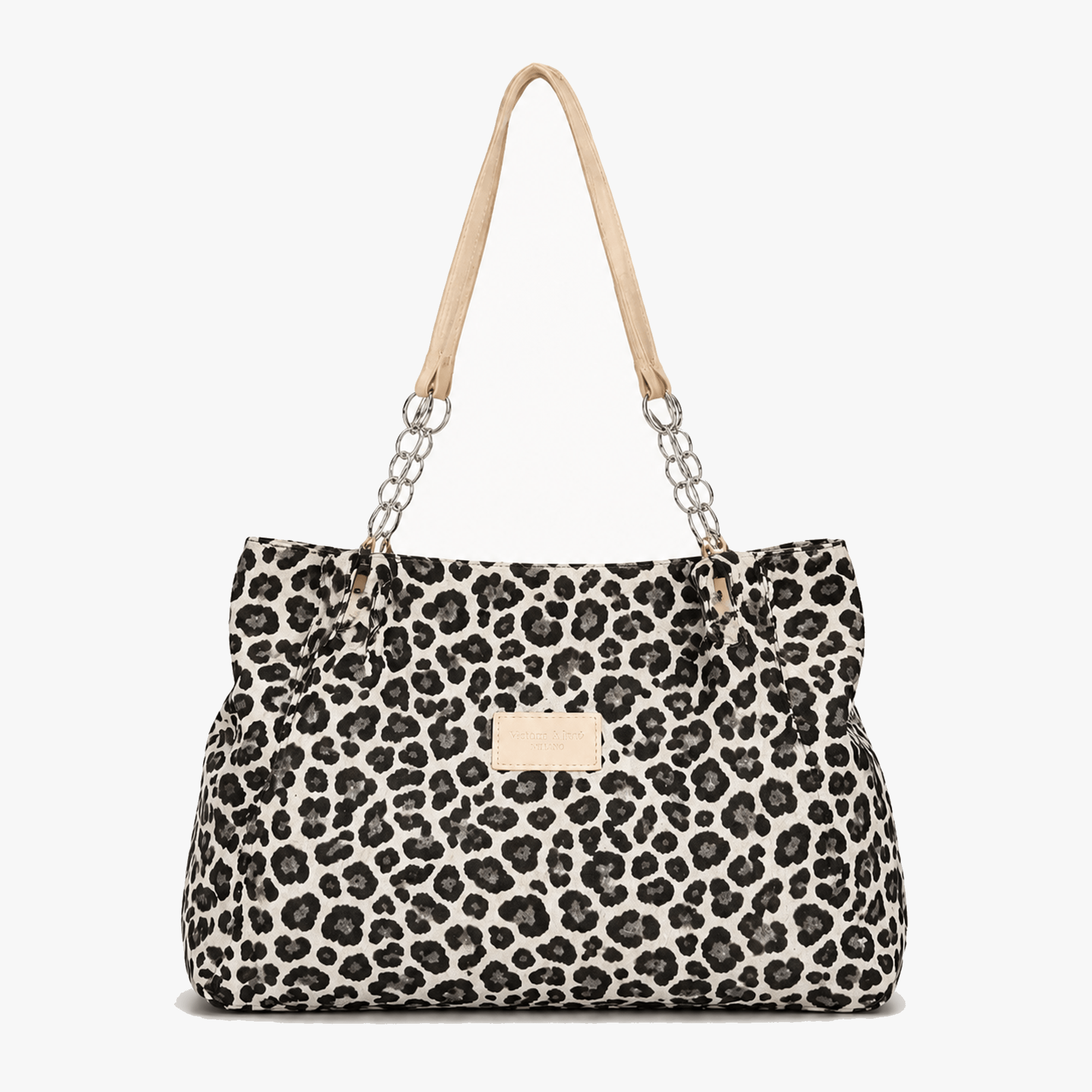 Lynxe - Leopard Print Tote with Chain Detail