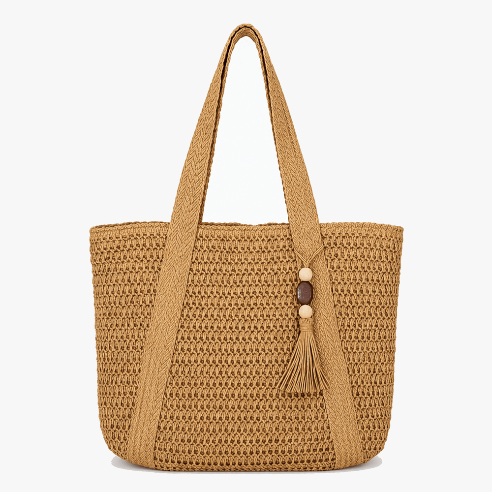 Solenne – Handwoven Straw Tote with Zip Lining