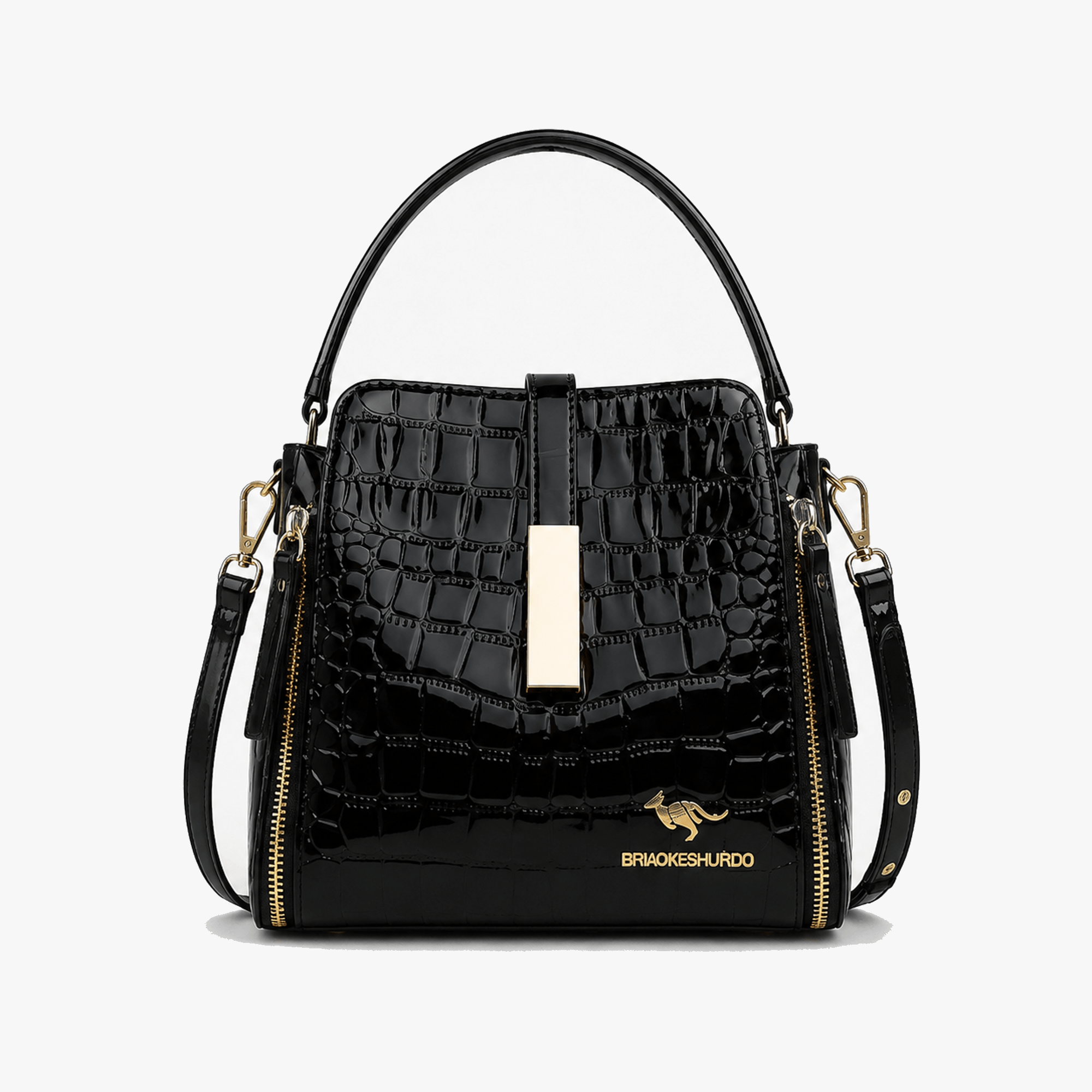 Velora™ – Glossy Croc Crossbody Handbag
