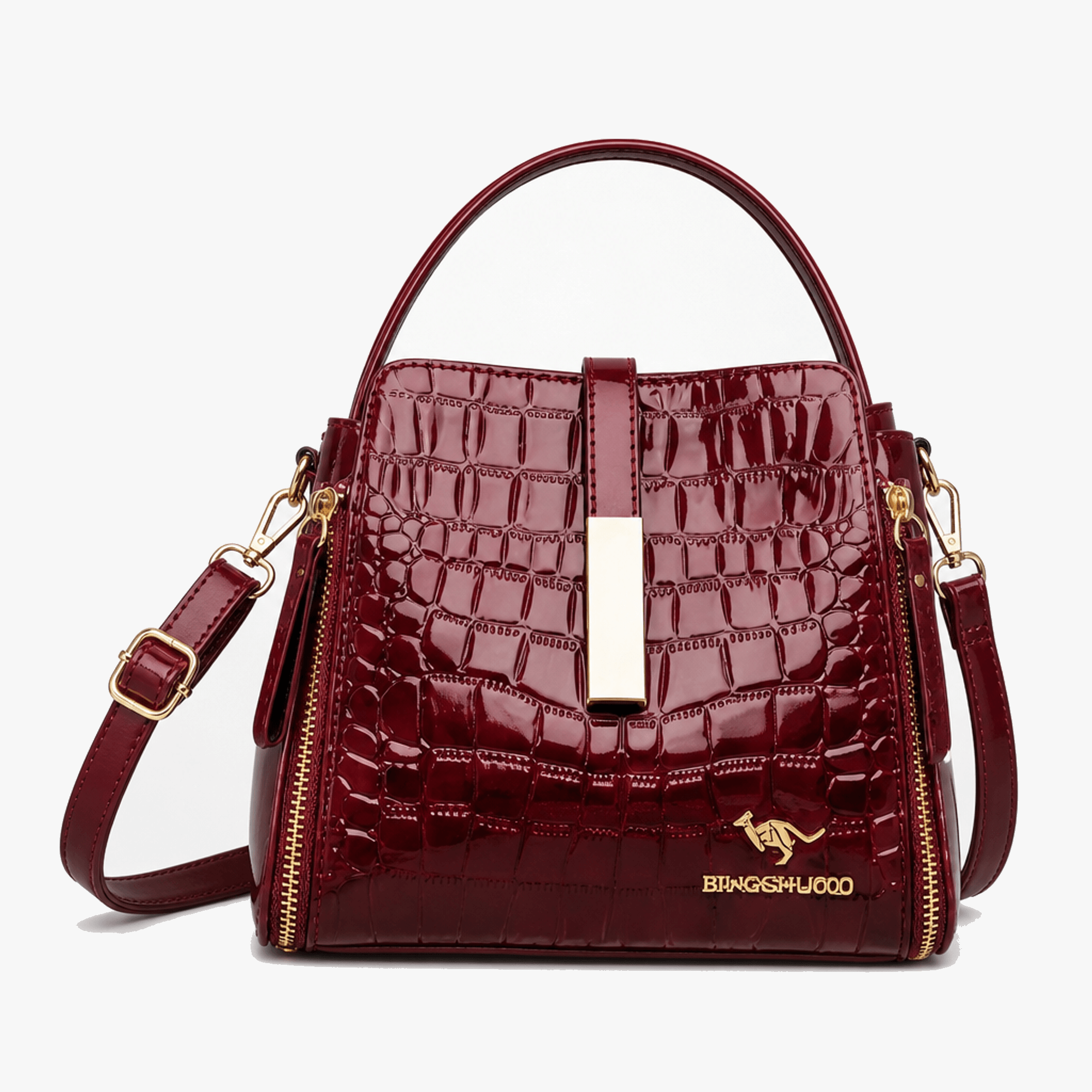 Velora™ – Glossy Croc Crossbody Handbag