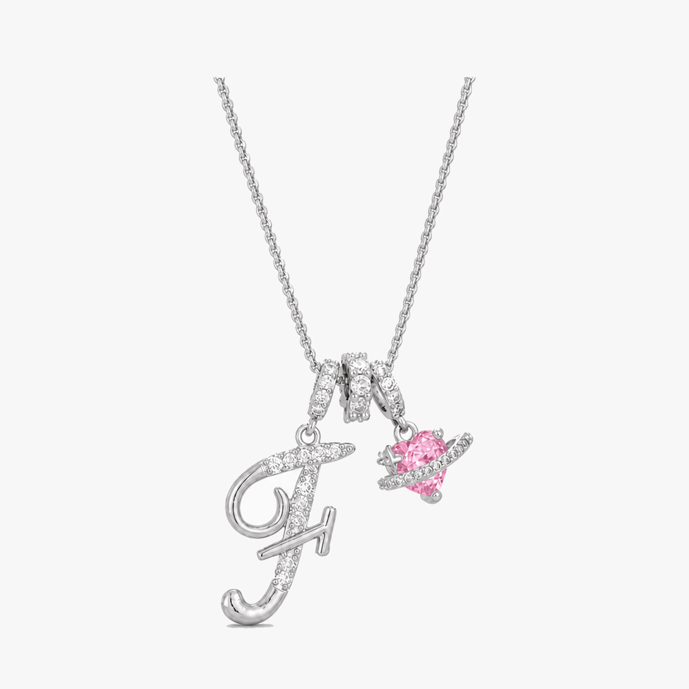 LUMARA – 3-Layer Initial Necklace with Pink Heart Zircon