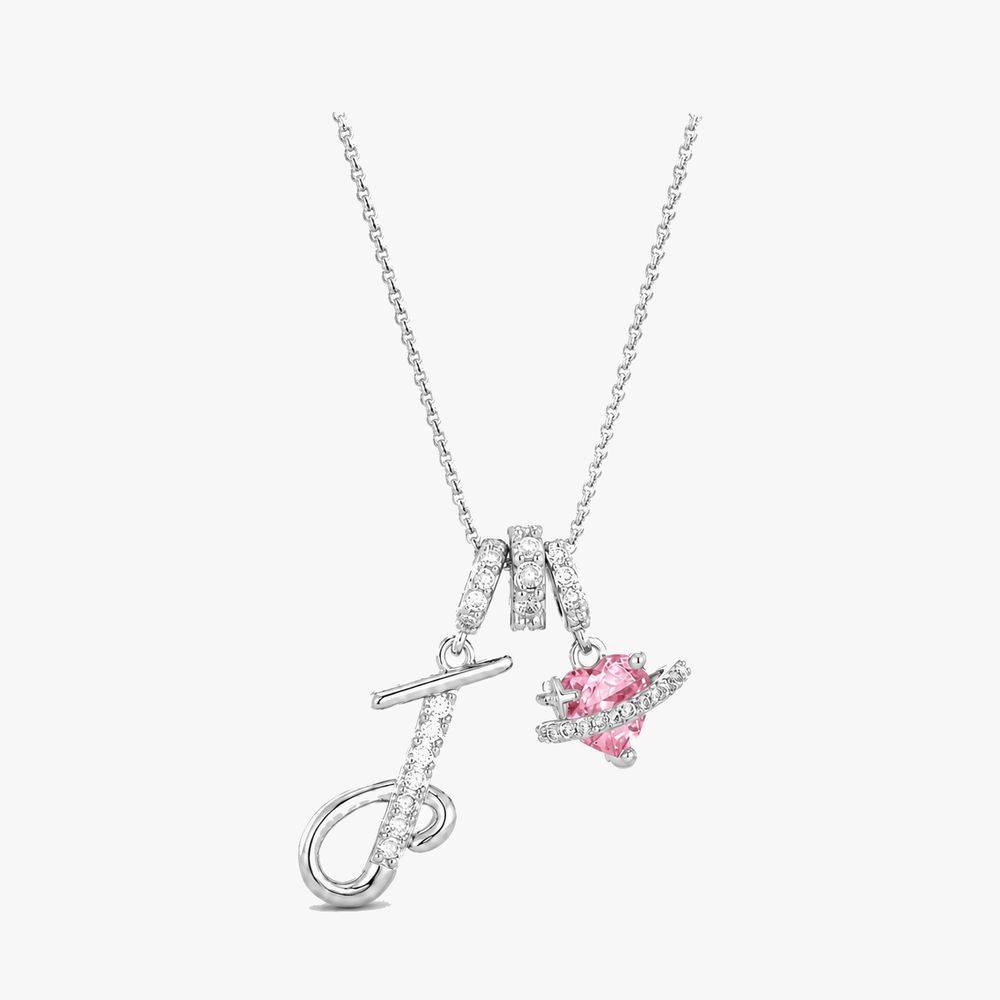 LUMARA – 3-Layer Initial Necklace with Pink Heart Zircon