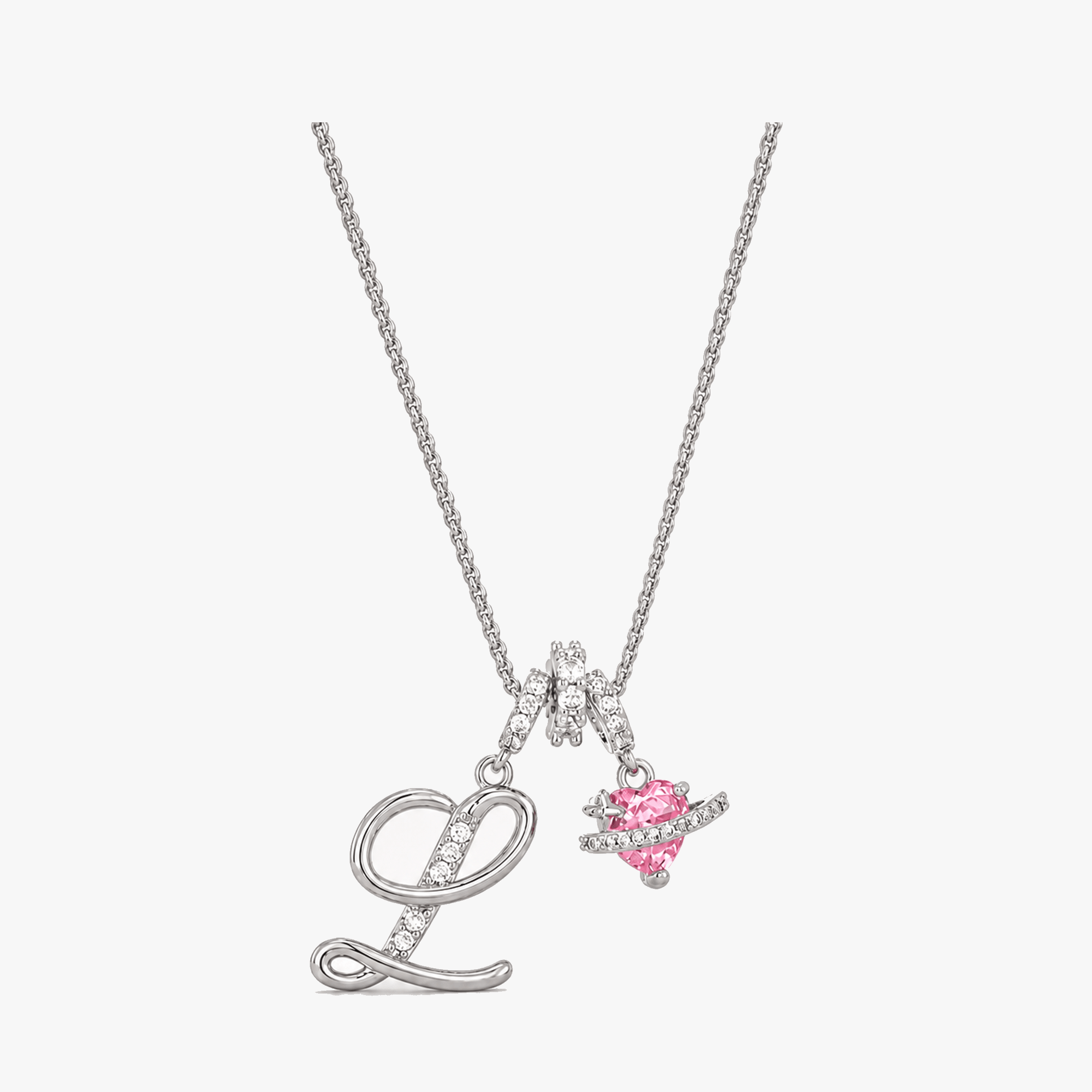 LUMARA – 3-Layer Initial Necklace with Pink Heart Zircon