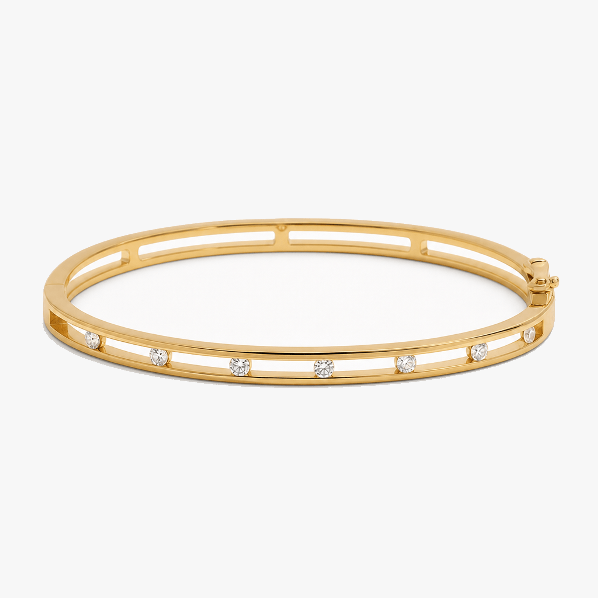Veluna – Floating Crystal Gold Bangle Bracelet for Women