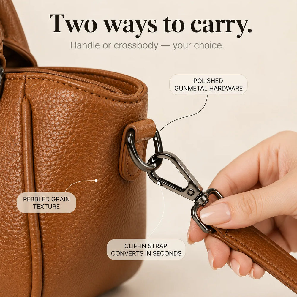 Marlowe – Structured Boston Handbag with Convertible Crossbody Strap, Polished Hardware