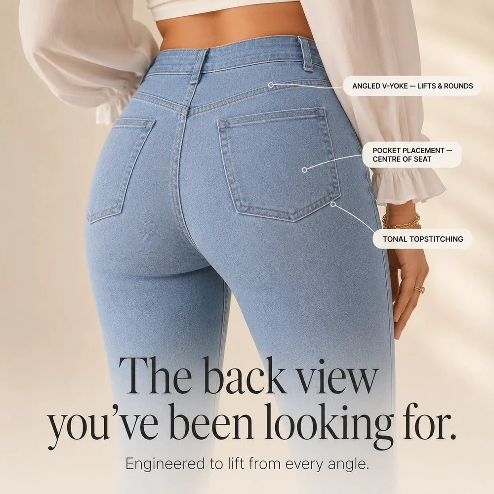 Curvella – High Waist Stretch Flare Jeans for Women, Butt-Lifting Bootcut Denim