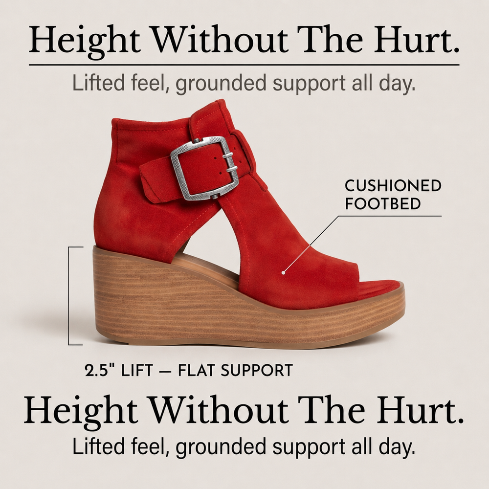 Elsera – Peep-Toe Platform Wedges with Buckle Detail
