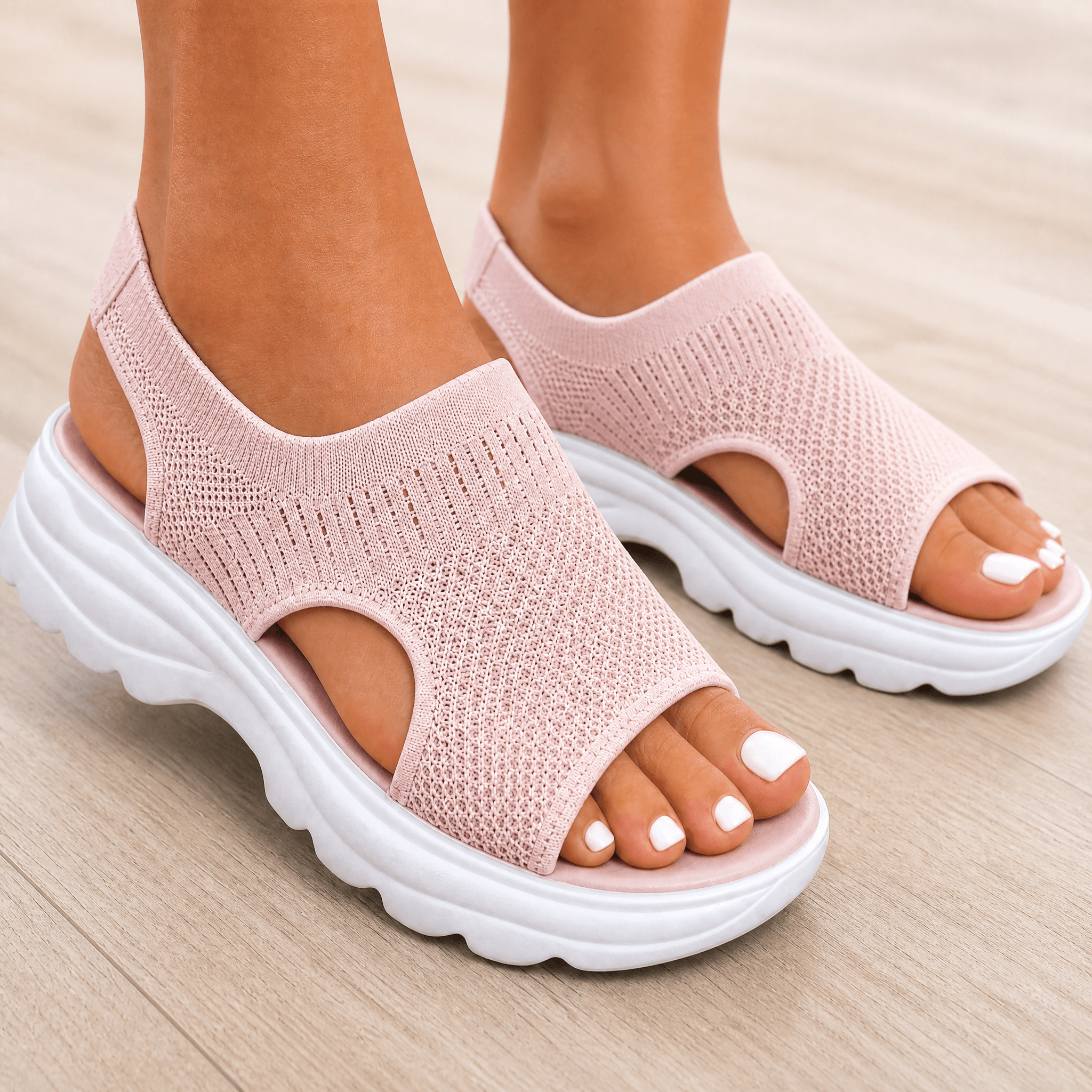 Caluna – Cushioned Slip-On Platform Sandals