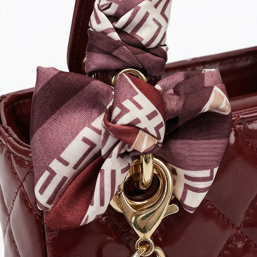 Belaire – Quilted Handbag with Silk Scarf Handles