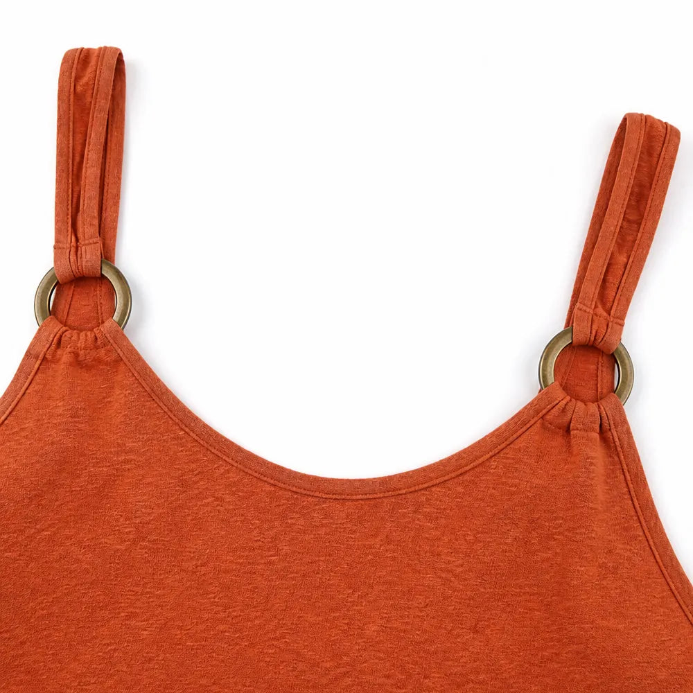 Solenza – Ribbed V-Neck Ring Strap Maxi Dress