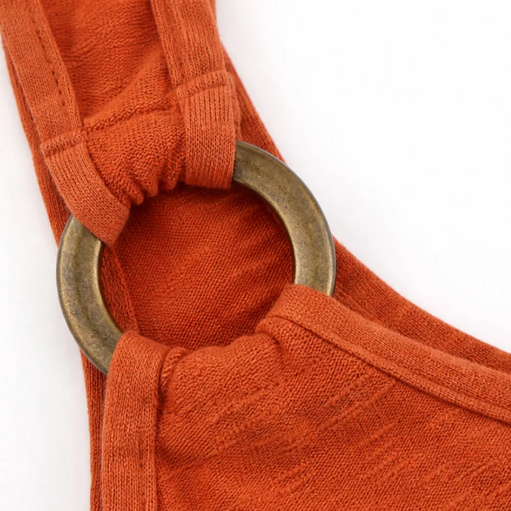Solenza – Ribbed V-Neck Ring Strap Maxi Dress