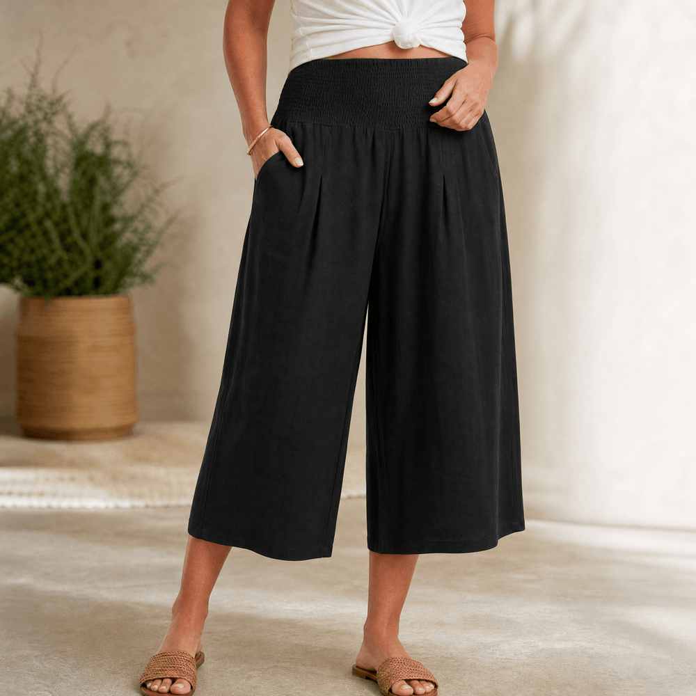 Coastella – Women's Smocked-Waist Wide-Leg Culottes