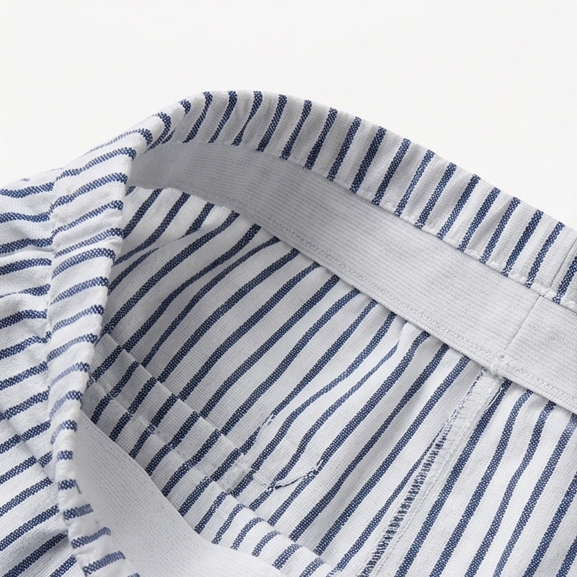 Coastlyn – Women's Striped Cotton Pants with Button Trim