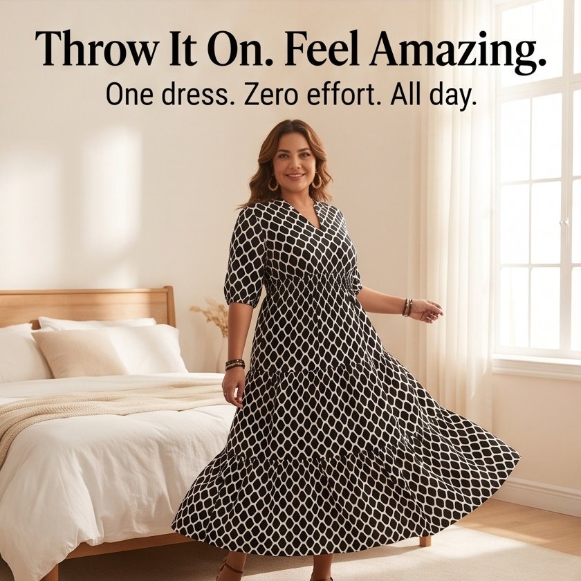 Curvella – Women's Boho Maxi Dress with Pockets