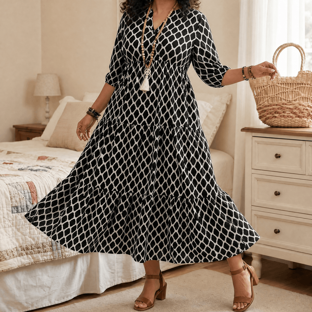 Curvella – Women's Boho Maxi Dress with Pockets