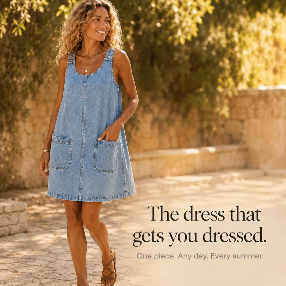 Sundrae – Lightweight Denim Pinafore Dress with Front Pockets