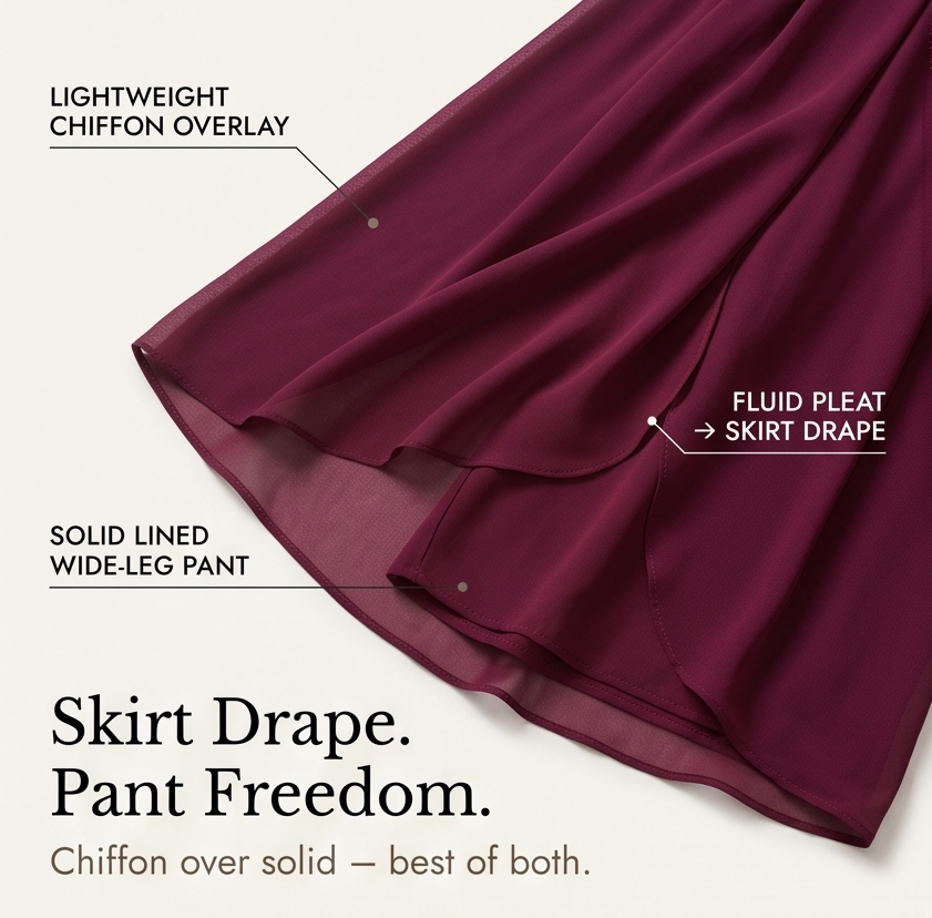 Sevella – Women's High-Waist Culottes with Skirt Drape
