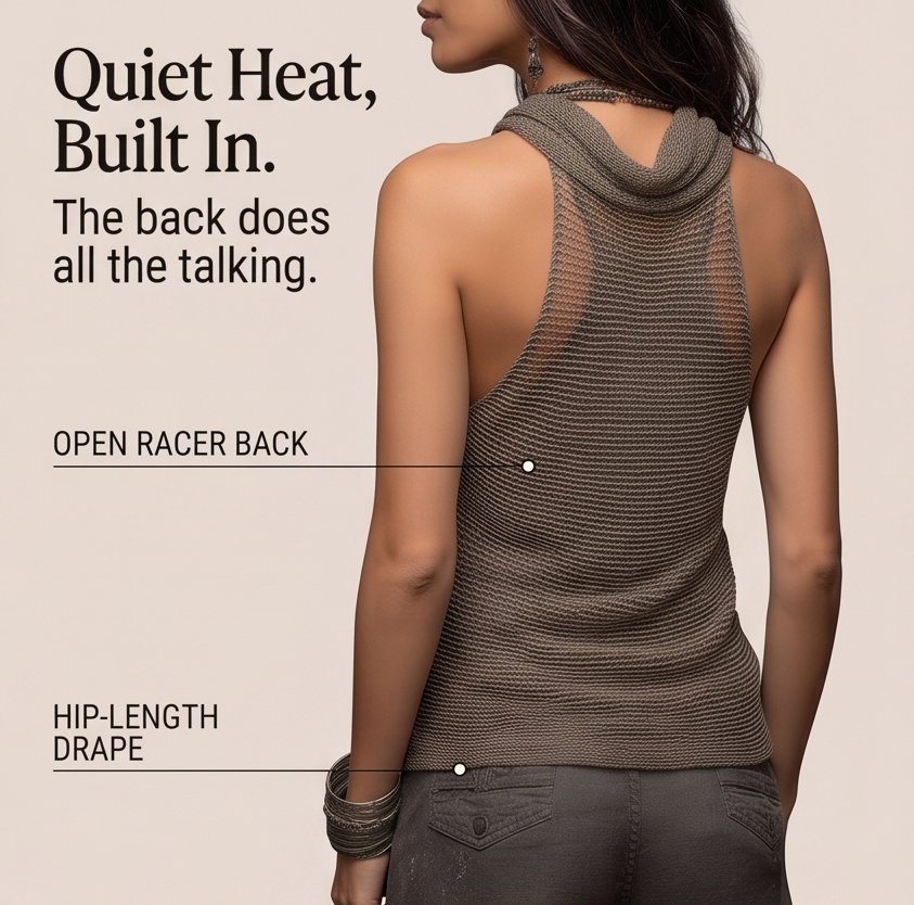 Lunessa – Draped Cowl-Neck Knit Halter Top