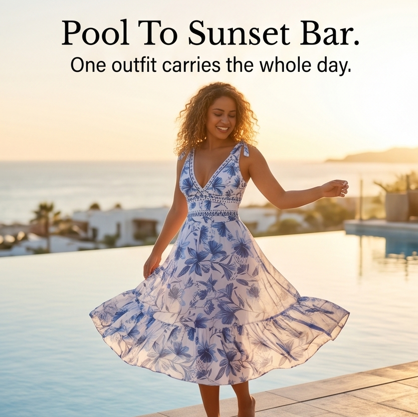 Solveya – Women's Floral One-Piece Swimsuit with Cover-Up Skirt