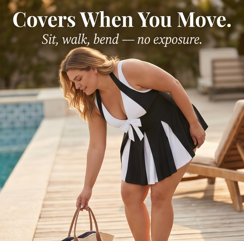 Soliera – Women's Plus-Size Halter Swimdress with Boy Shorts