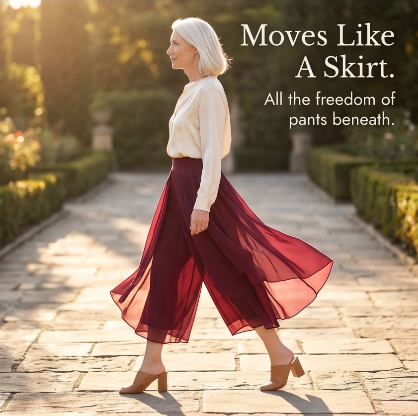 Sevella – Women's High-Waist Culottes with Skirt Drape