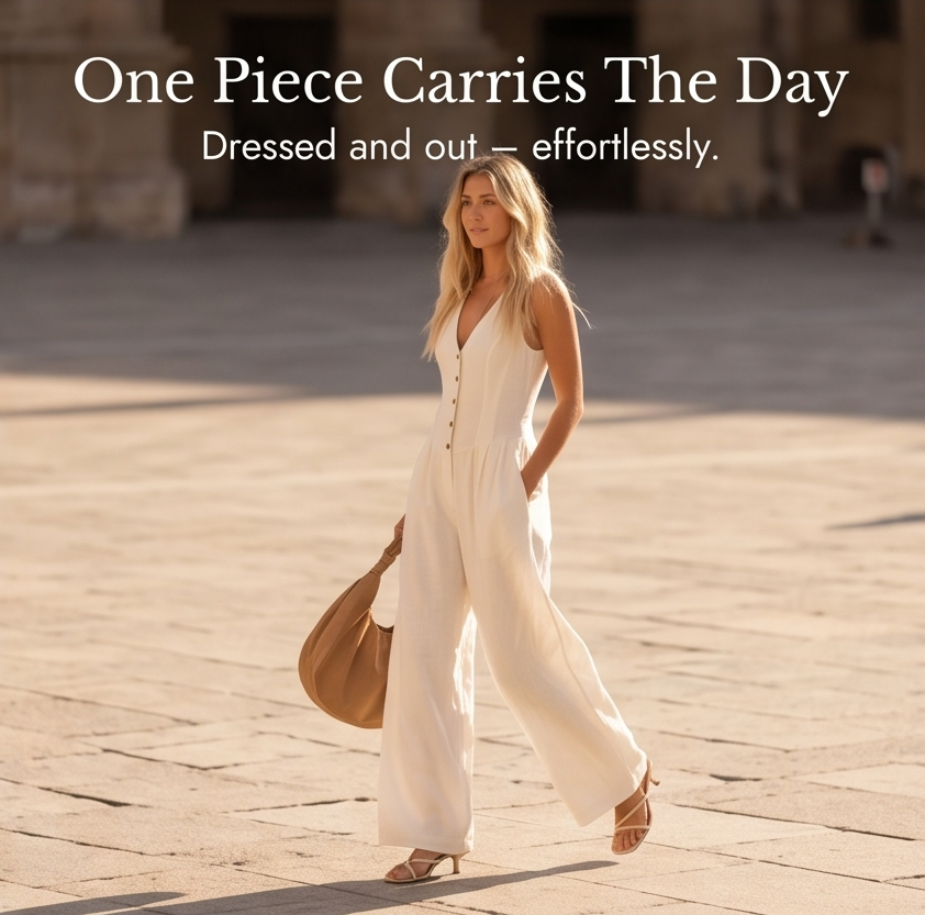 Lunavia – Women's Wide-Leg Button-Front Jumpsuit