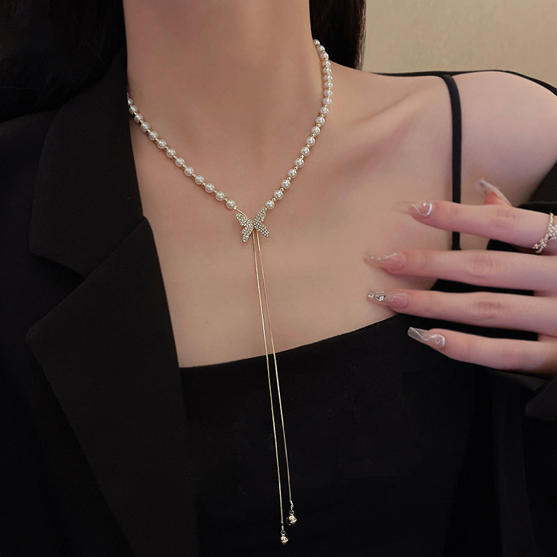 Pearlora - Pearl Butterfly Adjustable Necklace