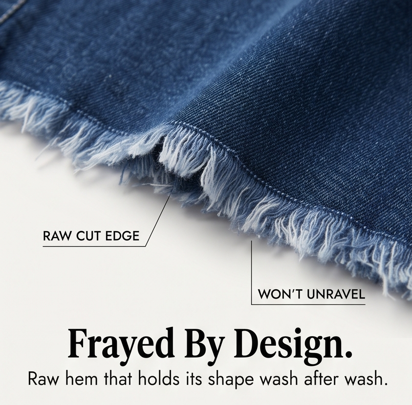 Veluna – Women's Curve-Flattering Frayed Hem Denim Skirt