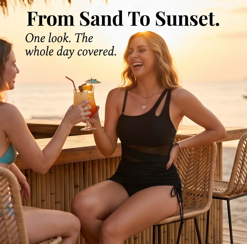 Solivia – Women's Sultry Mesh Cutout Swim Dress