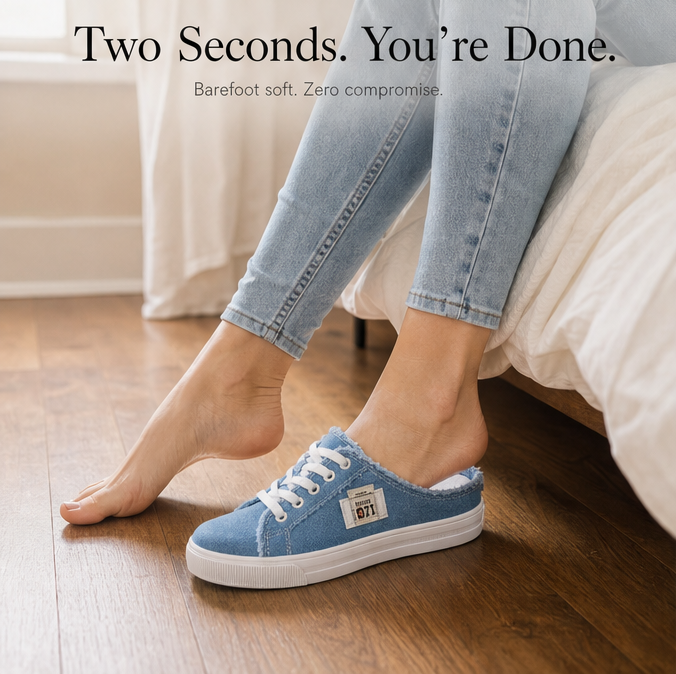 Vellora – Frayed Denim Slip-On Sneakers