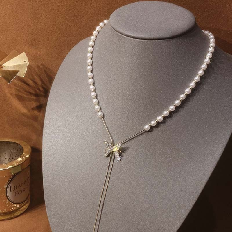 Pearlora - Pearl Butterfly Adjustable Necklace