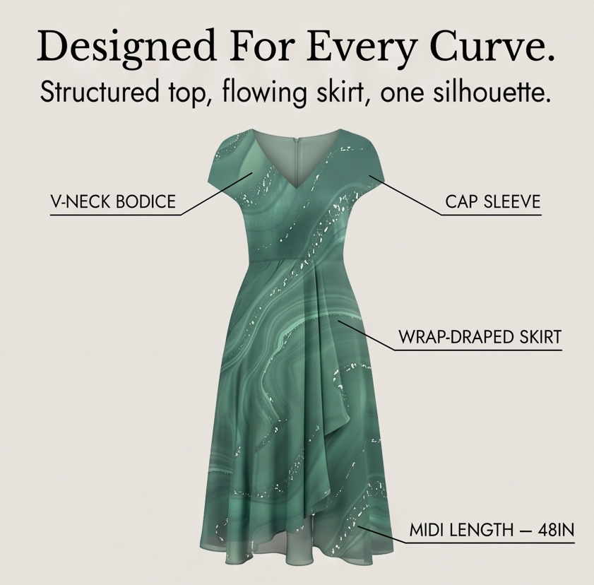 Osyla – Women's Flowing Marbled Midi Dress