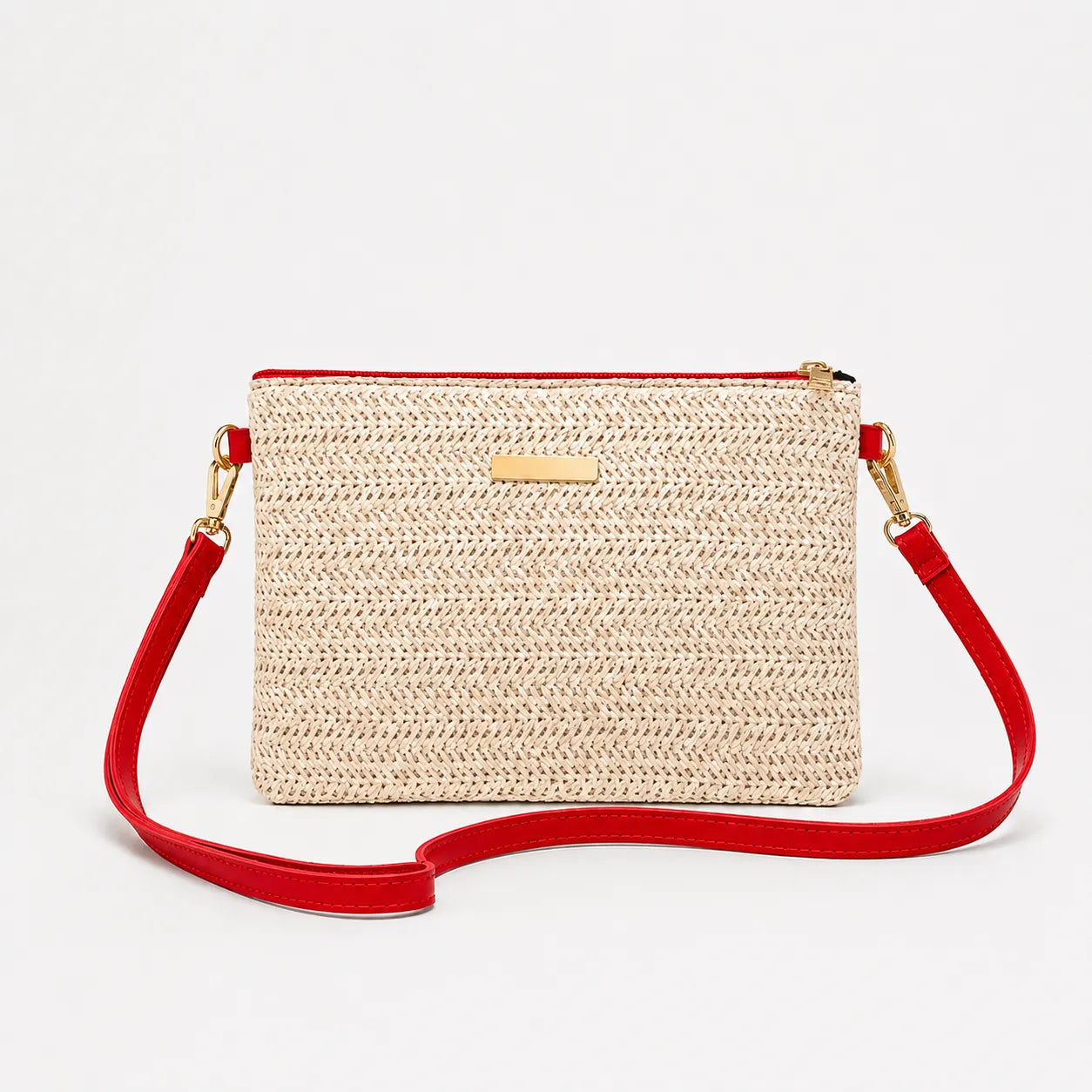 Solène – Woven Straw Crossbody Clutch Bag for Women