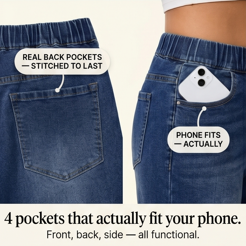 Lounette™ Elastic-Waist Cropped Denim Jeans for All-Day Comfort