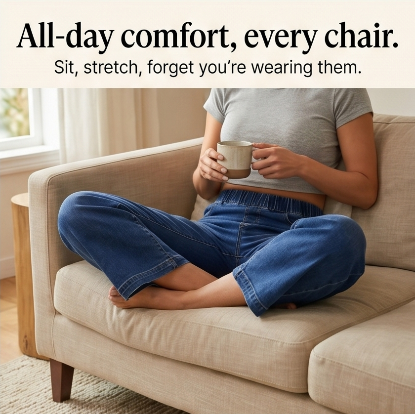 Lounette™ Elastic-Waist Cropped Denim Jeans for All-Day Comfort