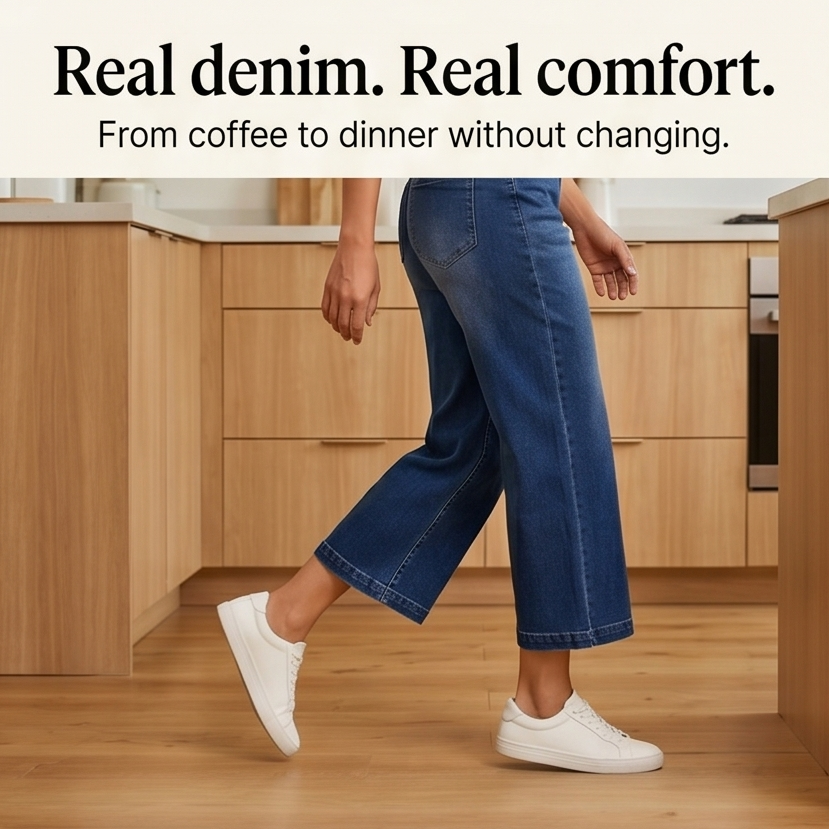 Lounette™ Elastic-Waist Cropped Denim Jeans for All-Day Comfort